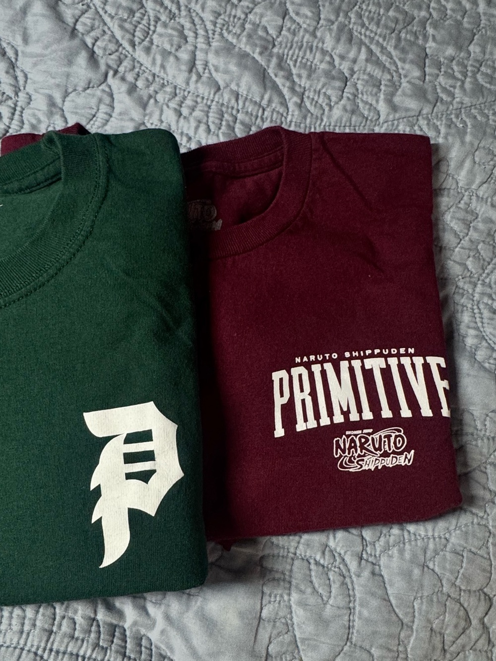 Primitive Tees set - Green & Burgundy Anime Naruto Graphic Tees boys XL